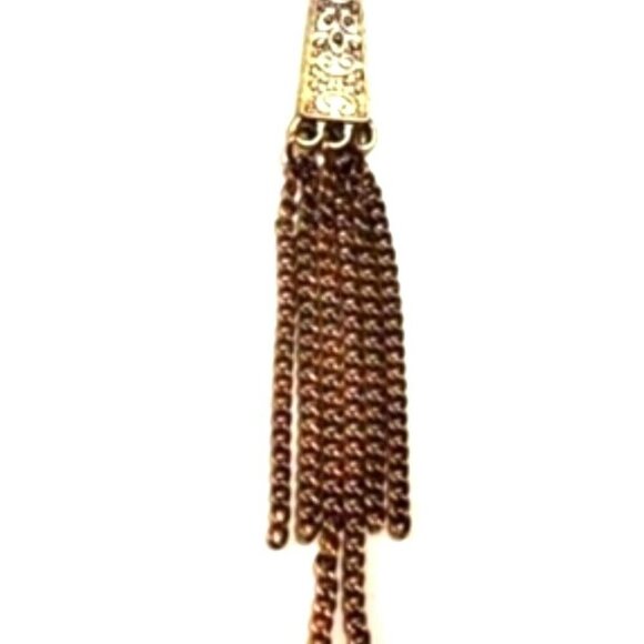 2/$30 Forever 21 Layered Antique Gold tone Tassel Fringed Pendants Necklace - Picture 4 of 9